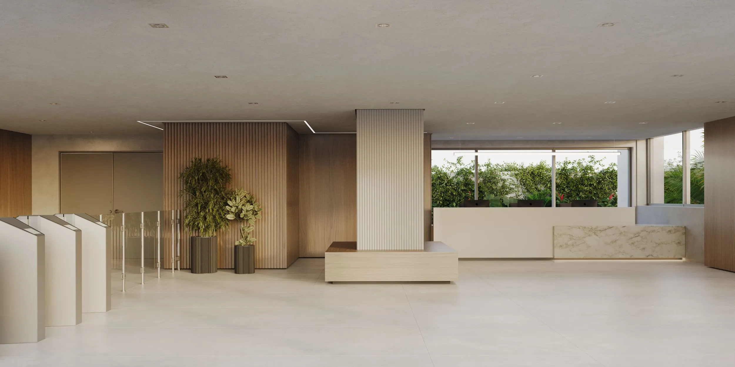 Lobby e recepção monumental de alto padrão da Torre B